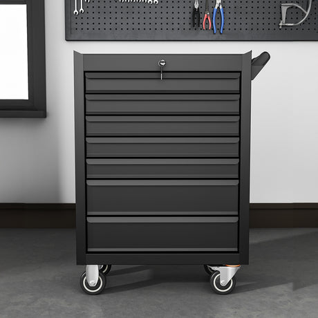 Lockable 7-Drawer Tool Trolley Rolling Cabinet