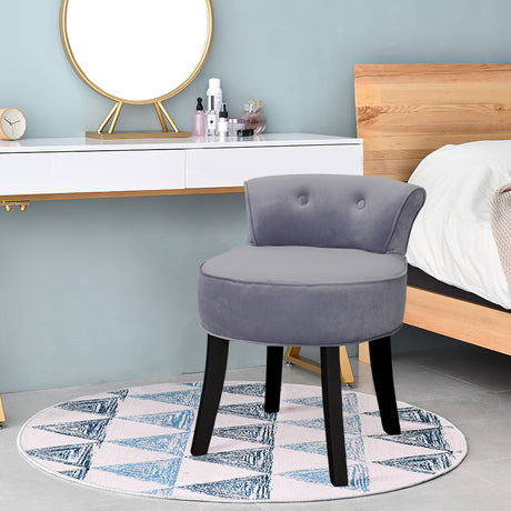 Grey Buttoned Velvet Dressing Table Stool