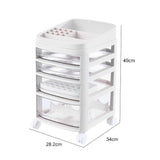 Removable Cosmetic Storage Organizer with Wheels and Drawers,White