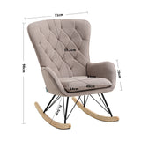 Grey Modern Upholstered Rocking Chair with Rubberwood Runner