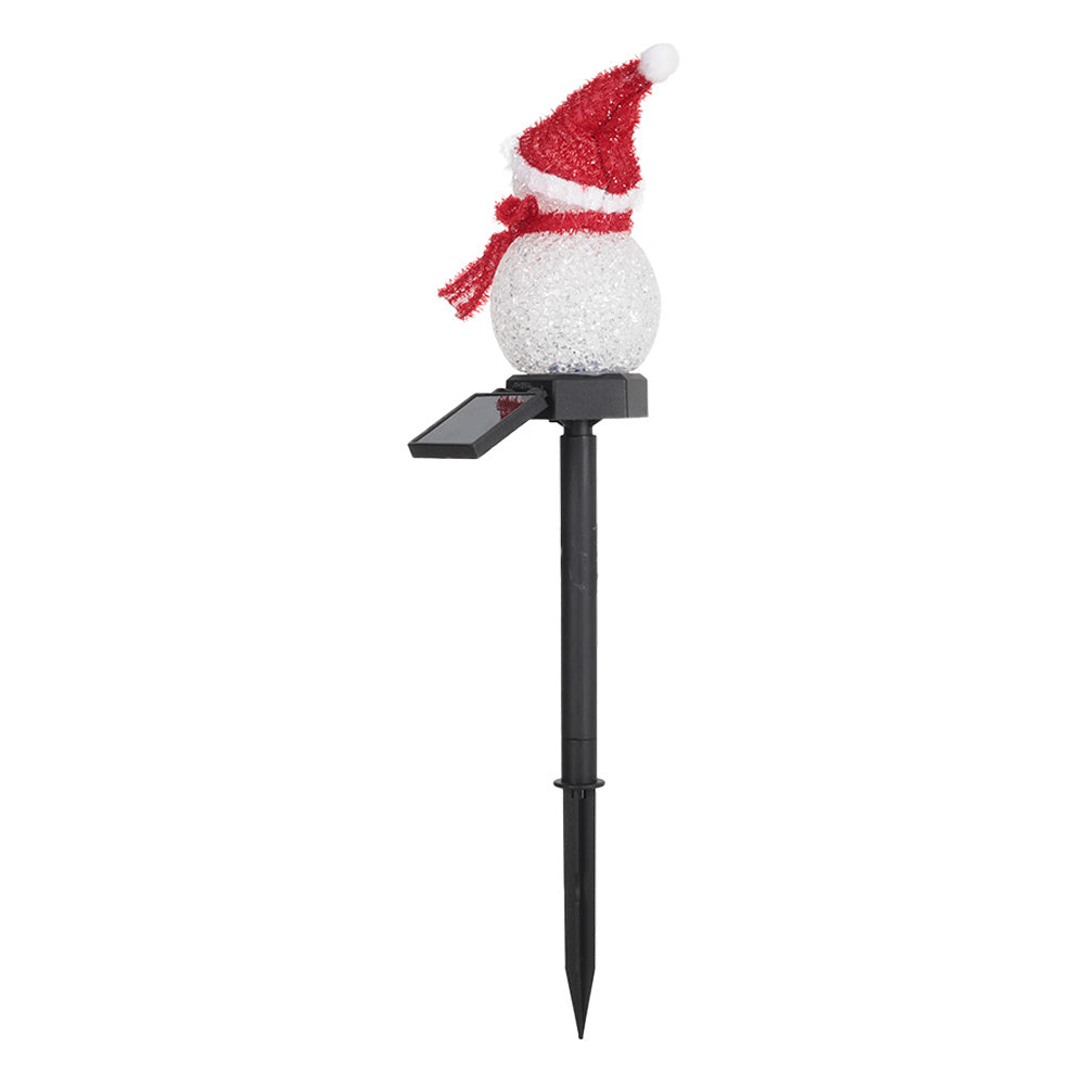 Outdoor Garden Solar Red Christmas Snowman LED Stake Lights