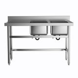 Stainless Steel Commercial Double Kitchen Sink with Bowl Side Platform