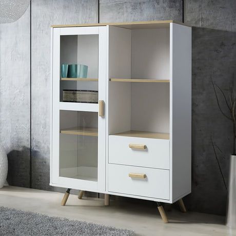 80cm W  x 120cm H 2 Drawers Side Cabinet ,with Glass Door