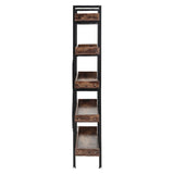 Brown 5 Tier Industrial Shelving Unit Bookcase Display Shelf