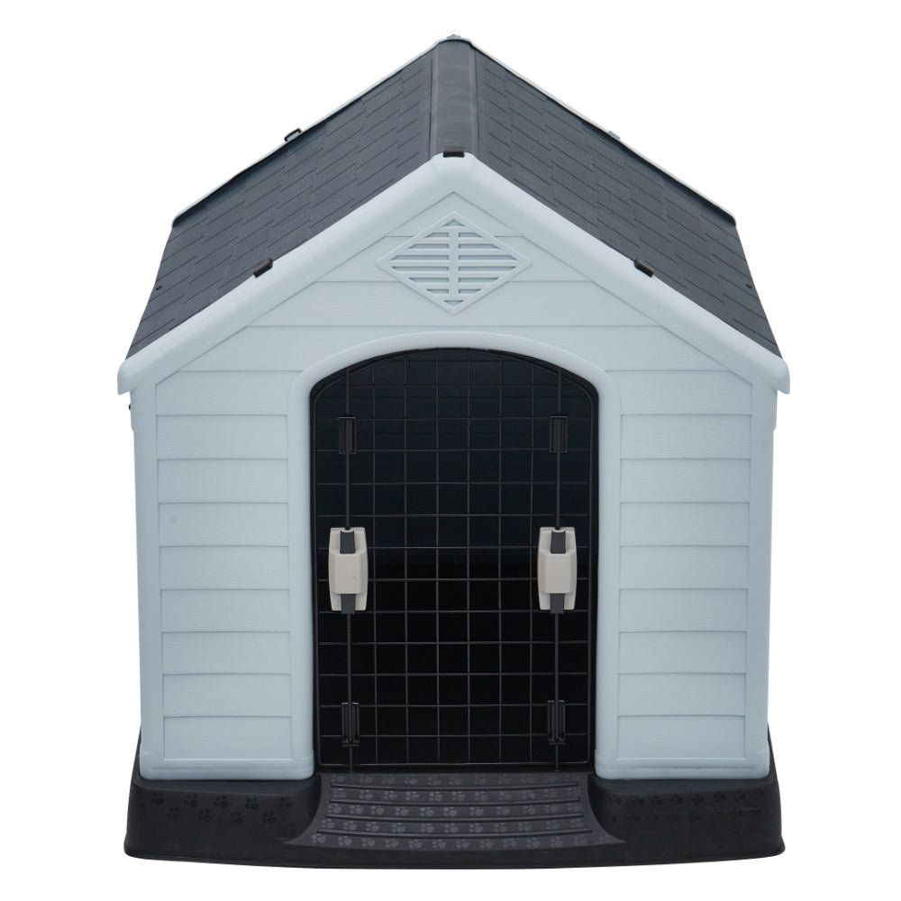 Grey Outdoor Waterproof Dog House with Air Vents and Door