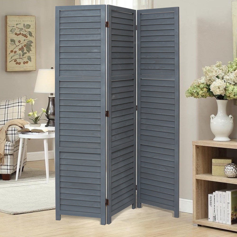 Folding Room Divider Privacy Separator Screen Dark Grey 3 Panel