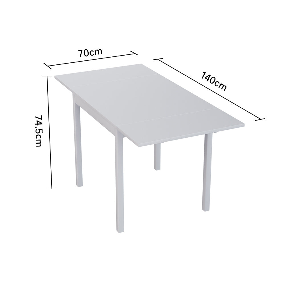 White 140cm W Expandable Rectangular Wooden Dining Table