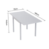 White 140cm W Expandable Rectangular Wooden Dining Table