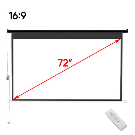 72 Inch Black 16:9 Electric Motorized Projector Screen with Remote