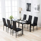 Set of 6 PU Leather Padded Seat Metal Legs Dining Chair,Black