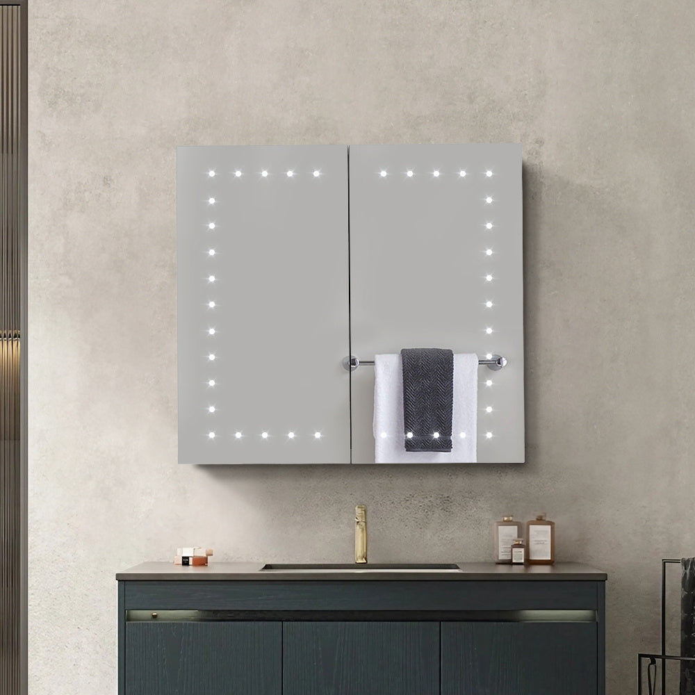 Morden Frameless Mirror Cabinet with LED Lighting White