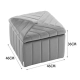 Upholstered Velvet Storage Ottoman Footstool,Grey