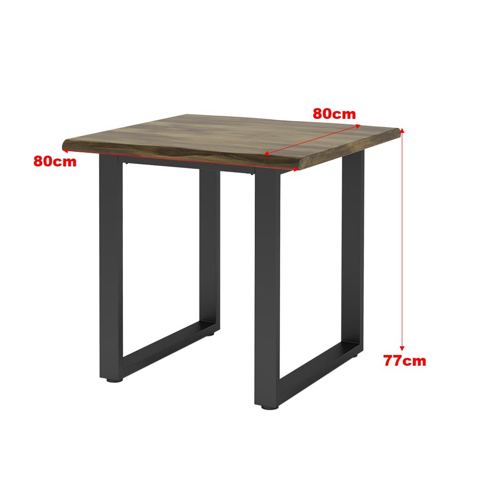 80cm Solid Wood Rectangular Dining Table with Metal Legs