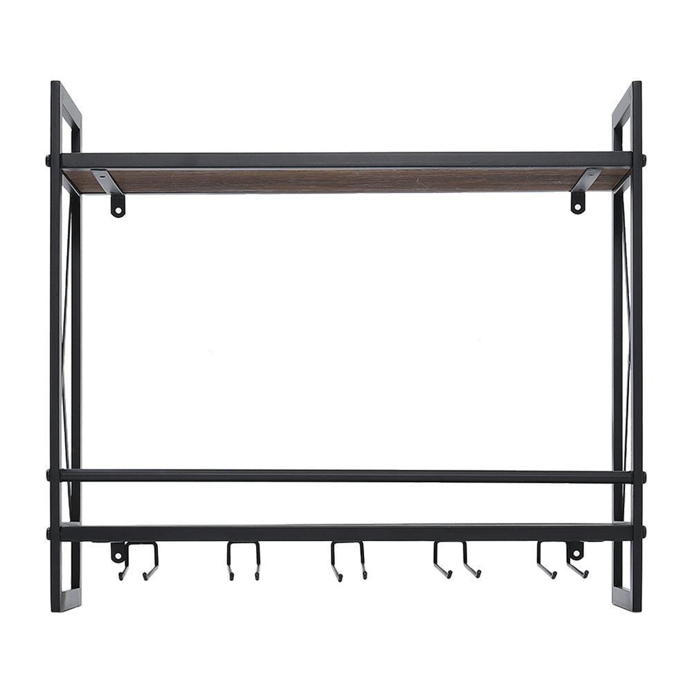 Black Industrial Wine Glass Rack Wall Mounted Wine Shelf