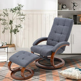 Swivel Velvet Recliner Armchair with Footrest