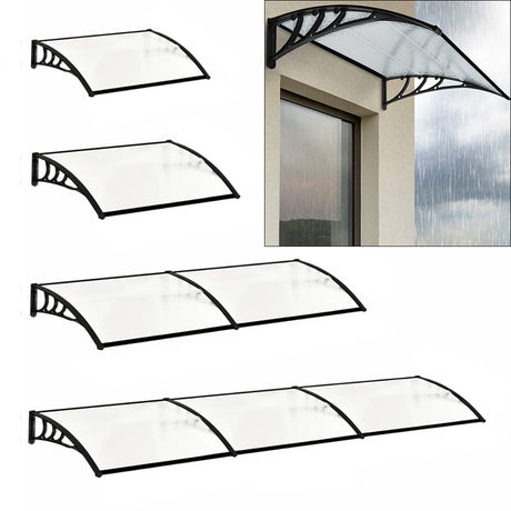 Door Canopy Awning Window Rain Snow Shelter Curved Sheet, Black 190CM