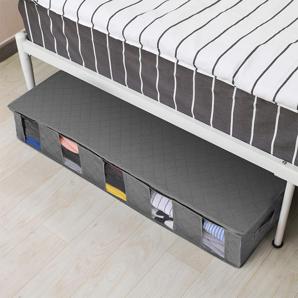 Foldable Under Bed Storage Organizer Clothes Quilt Drawer Storage Box, Grey