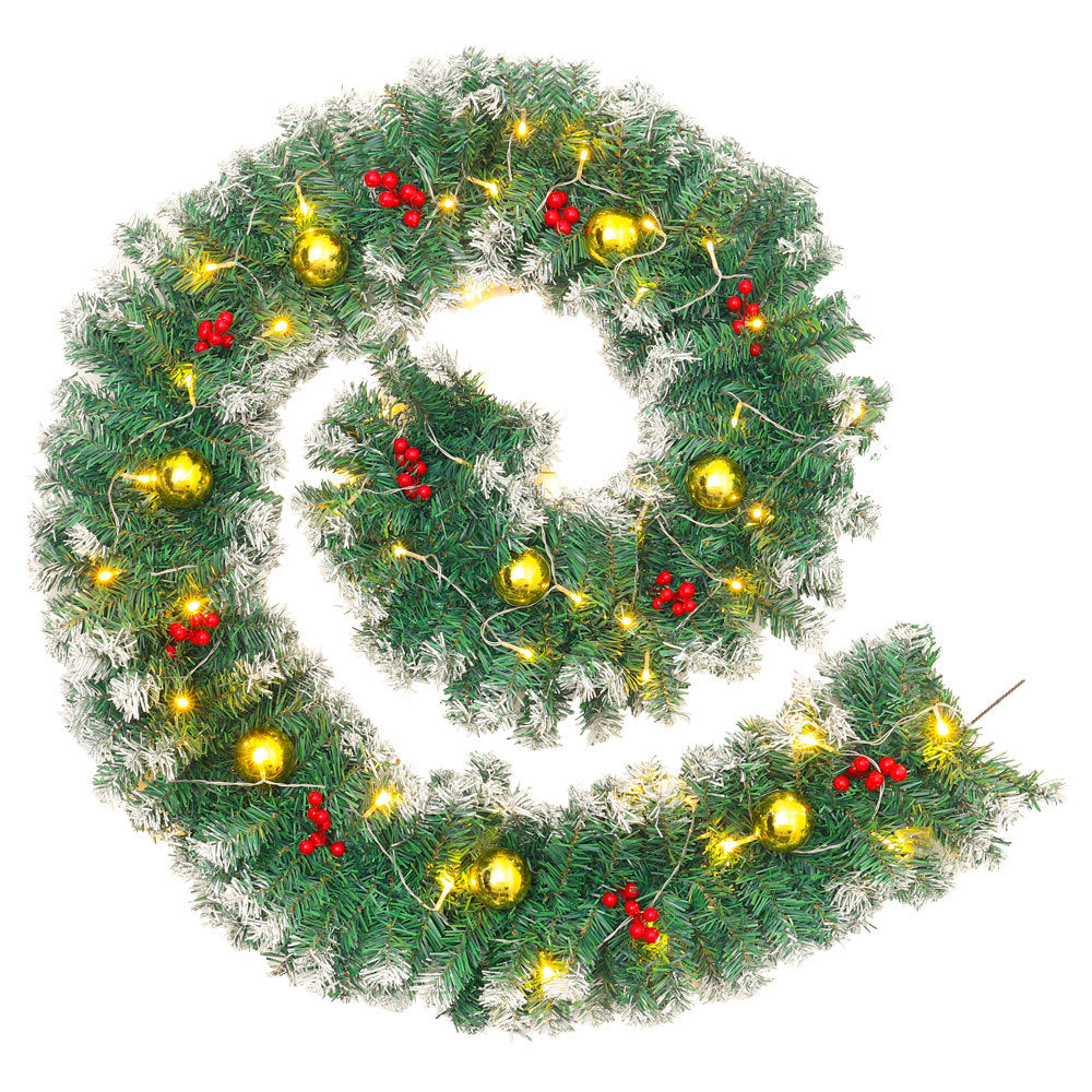 270CM Christmas 50 LED Light Up Xmas Decor Hanging Rattan, Golden Ball