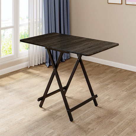Black 100x60cm Folding Wooden Dining Table