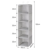 Light Grey 5 Tier Closet Hanging Organizer