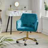 Velvet Upholstered Home Office Swivel Task Chair,Mint Green