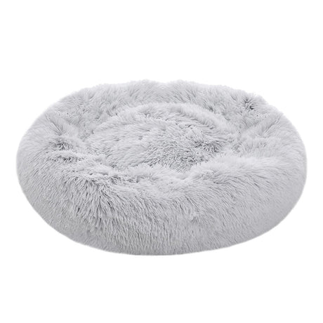 Grey White 60cm Round Donut Plush Dog Cuddler Bed