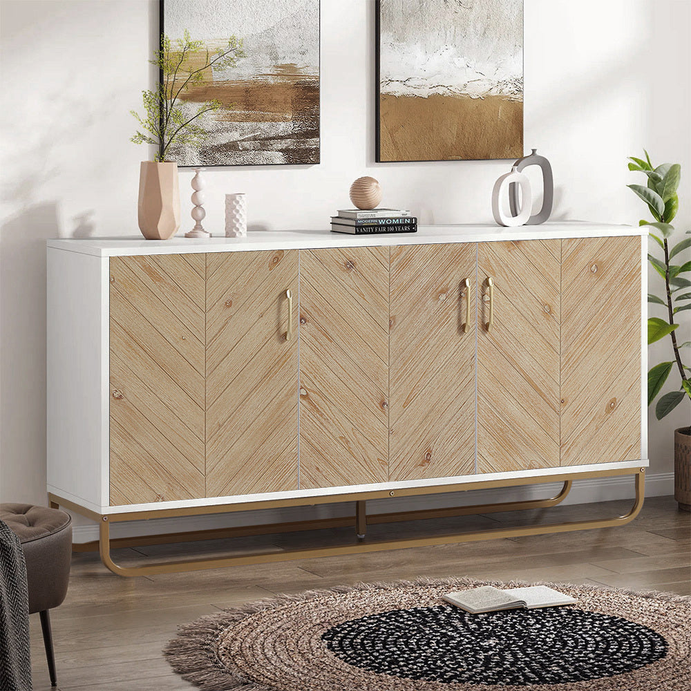 148cm W x 76cm H Modern Wooden Three Doors Side Cabinet