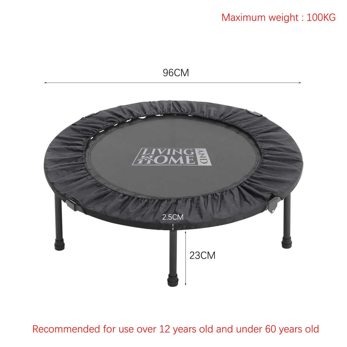 38 Inch Foldable Round Exercise Trampoline Black