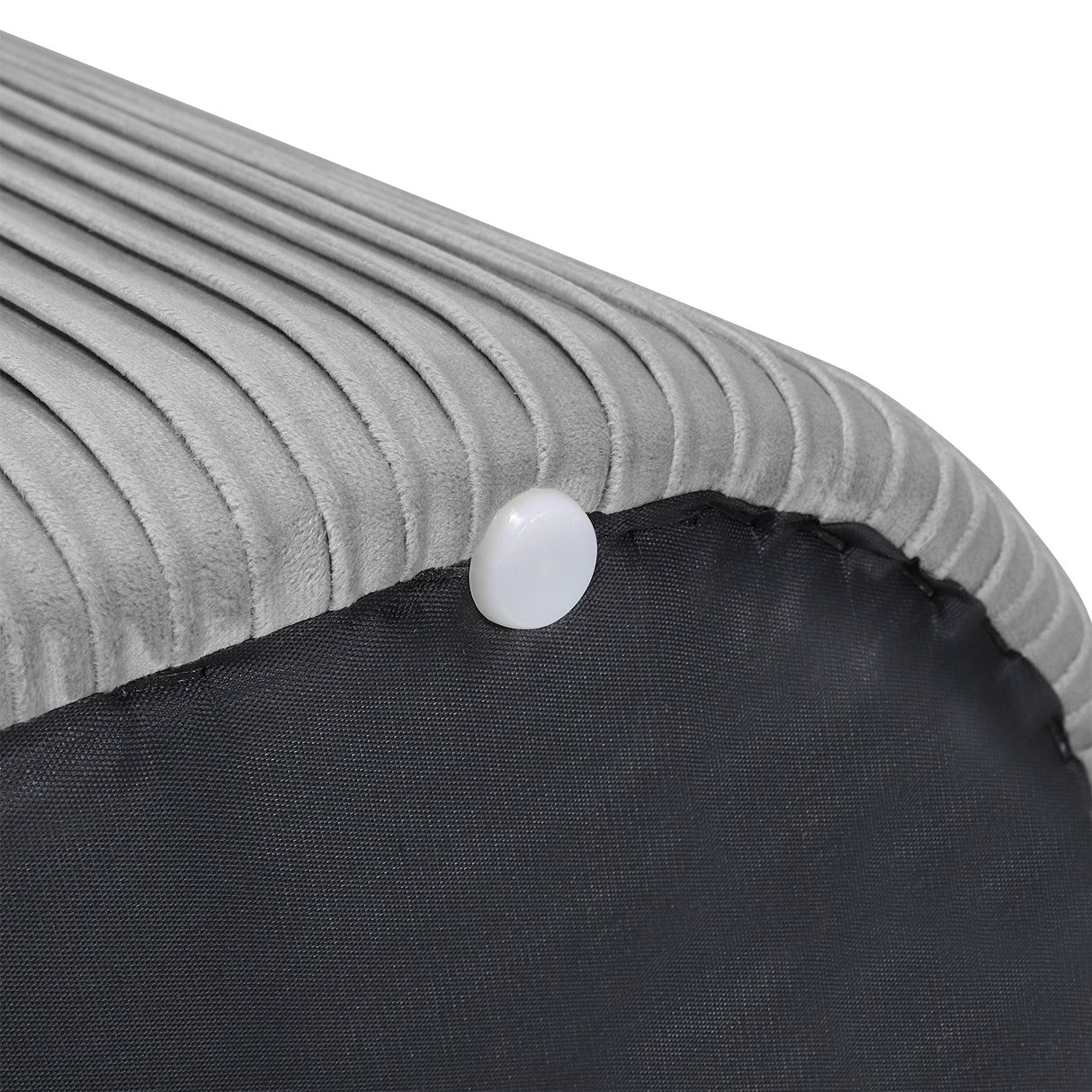 Elliptical Velvet Ottoman Storage Bench, Grey