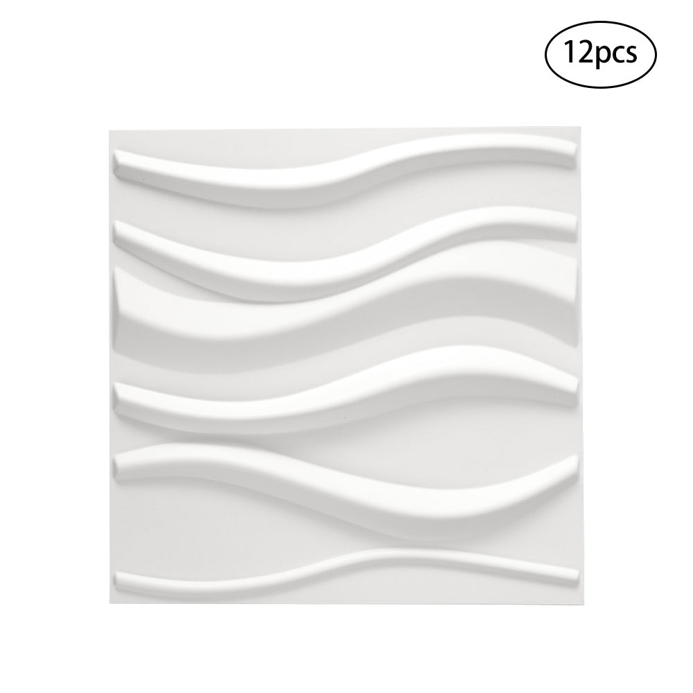 12pcs PVC Textured 3D Wall Panels Decorative Tiles