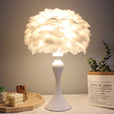 Accent Feather Table Lamp with LED Light Bedside Light Lounge Lighting