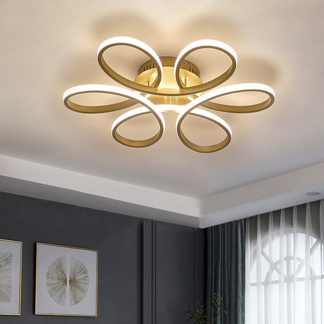 Modern Petal LED Ceiling Light, Gold 74CM Dimmable