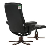 PU Leather Swivel Reclining Office Armchair with Footstool Black