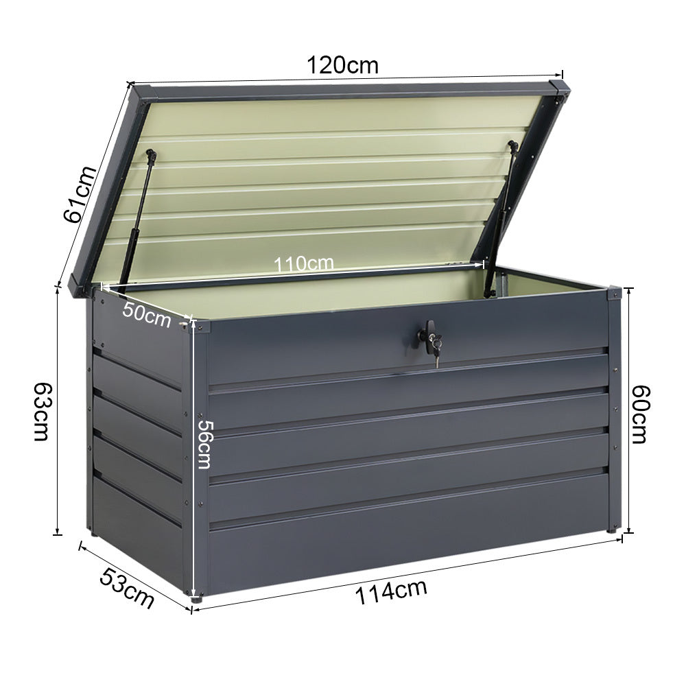 120CM Garden Storage Box Chest Lockable Tool Organizer Dark Grey