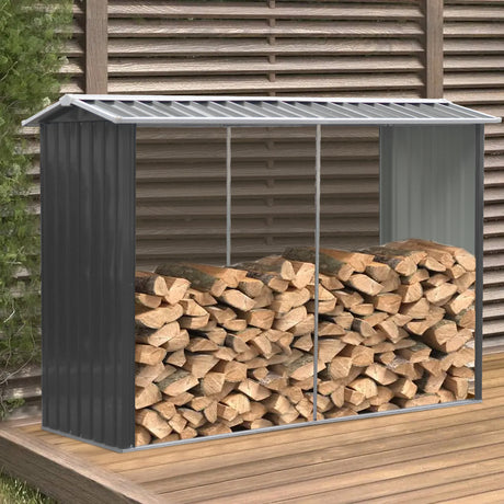 Anthracite Outdoor Garden Steel Log Storage Shed