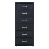 Office Rolling File Cabinet with 6 Drawers Shelf and Wheels, Black