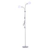 Adjustable Standing Double Headed Floor Lamp, Silver Grey