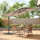 3M Large Garden Roma Tilting Aluminium Cantilever Parasol With Petal Base, Taupe