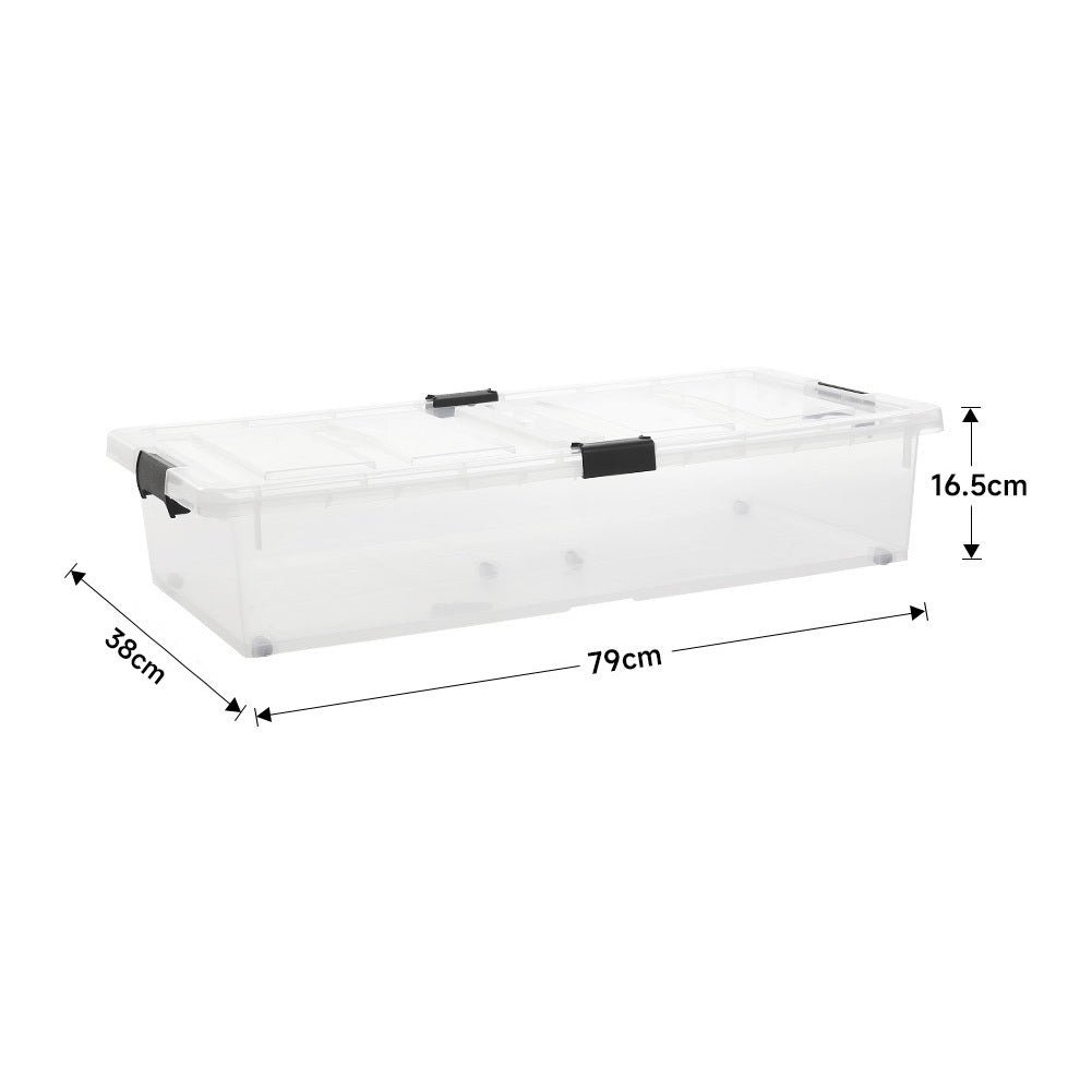 Clear Plastic Underbed Storage Box with Wheels