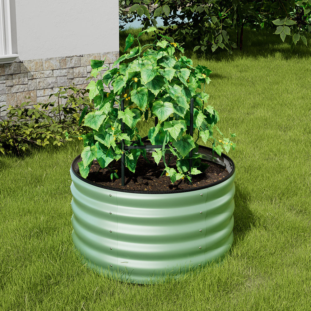 Light Green 80cm Round Galvanized Steel Raised Garden Bed