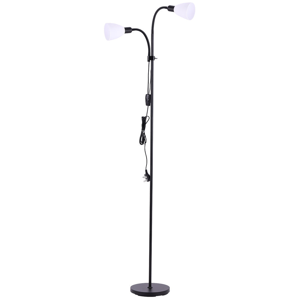 Adjustable Standing Double Headed Floor Lamp, Black