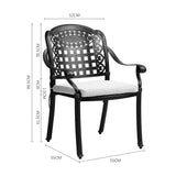 Black Set of 2 Outdoor Dining Chairs with Cushions