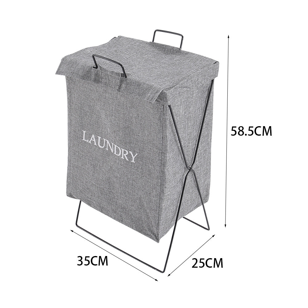 Grey Folding Fabric Laundry Basket