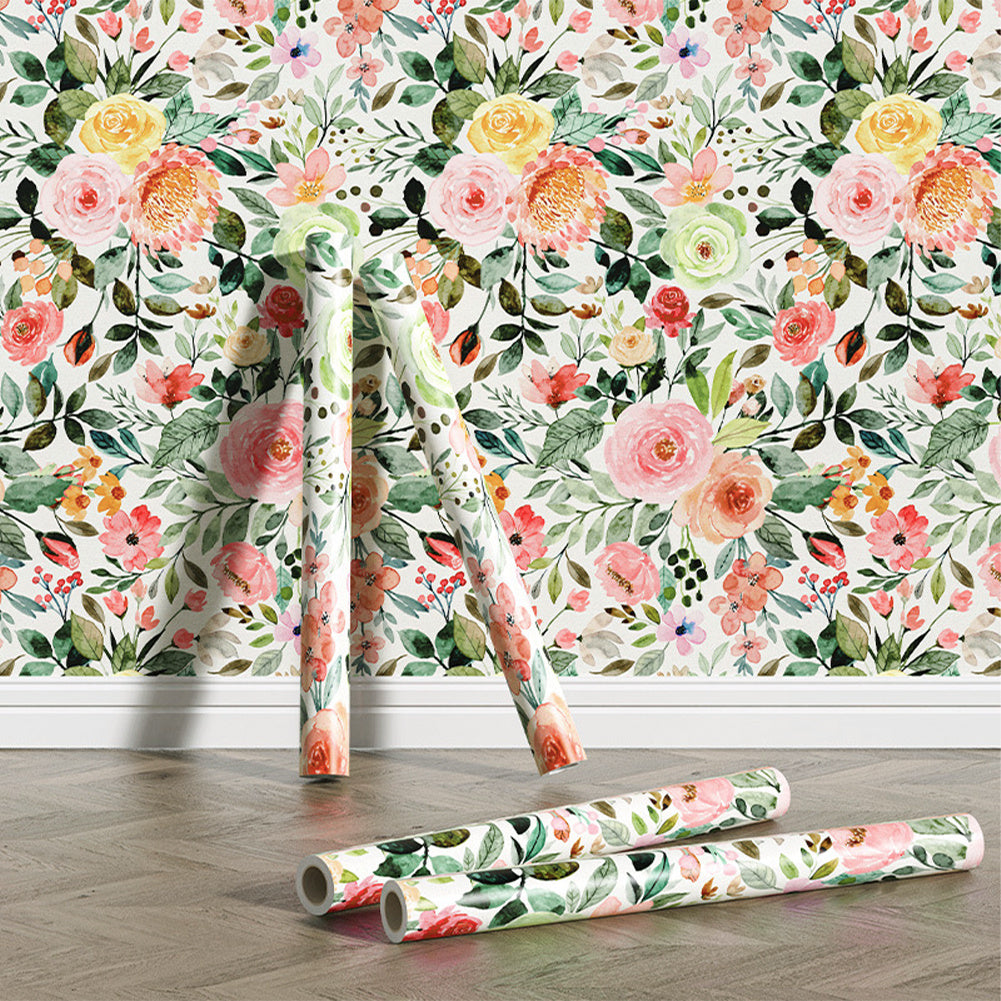 300cm L x 45cm W European Countryside Style Floral Wallpaper  Roll Self Adhesive