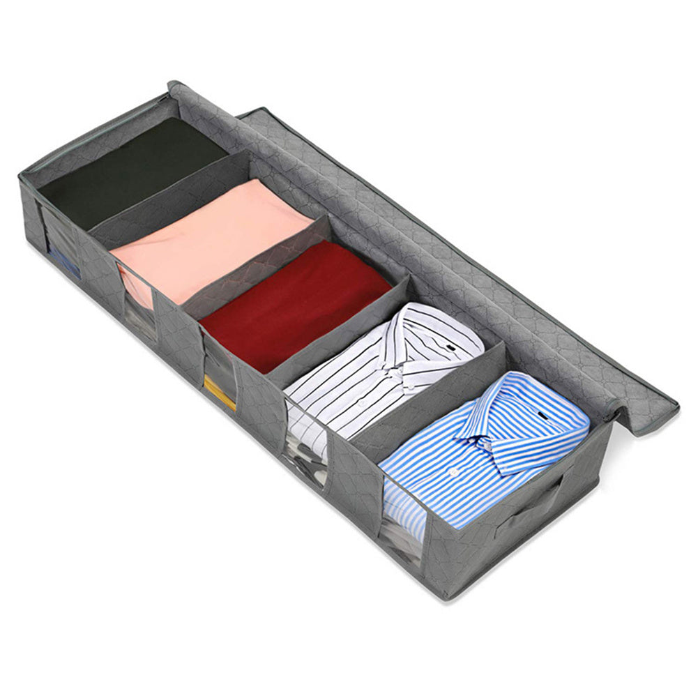 Foldable Under Bed Storage Organizer Clothes Quilt Drawer Storage Box, Grey