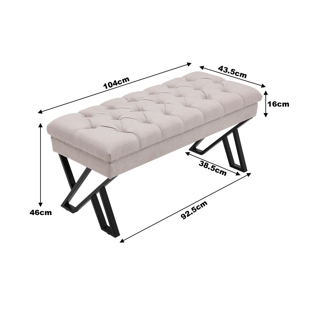 Livinandhome Mid Century Metal Upholstered Bench