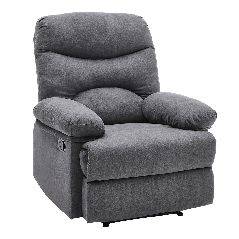 Grey Manual Faux Leather Recliner Armchair