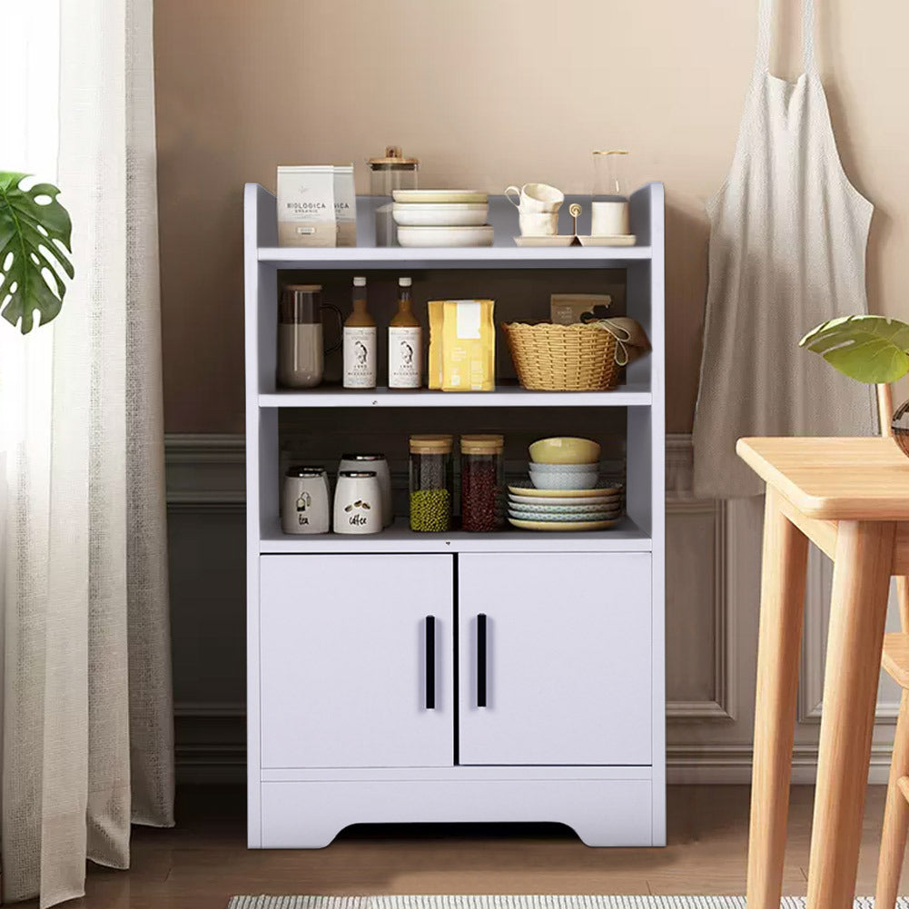 Contemporary Wooden Sideboard Cabinet with Open Storage, White