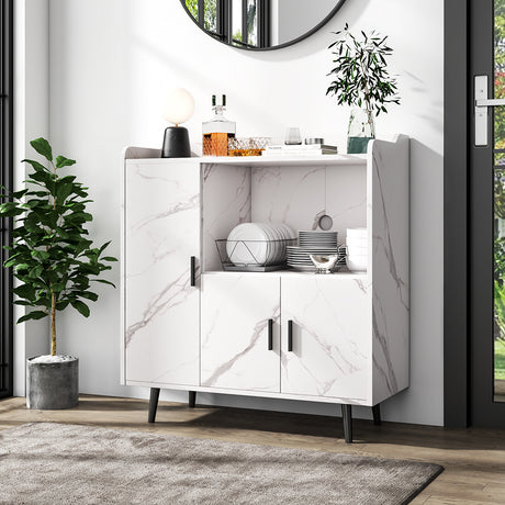 Contemporary Home Sideboard Cabinet with Storage, White