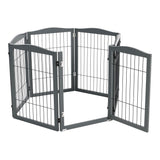 Grey 335cm 6 Panel Wooden Folding Pet Playpen